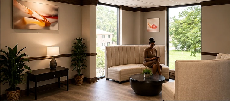 A refined lounge setting at Midtown Business Center